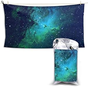 Microfiber Beach Towel Galaxy Green Travel Towel For Camping, Swimming, Backpacking, Yoga, Gym, Sports 160X80 CM