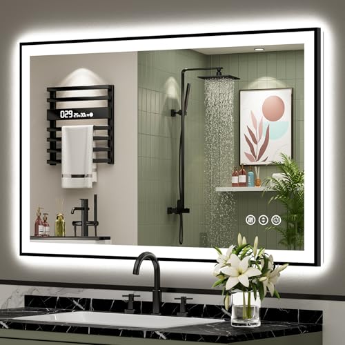 AWANDEE Black Framed LED Bathroom Mirror Lights