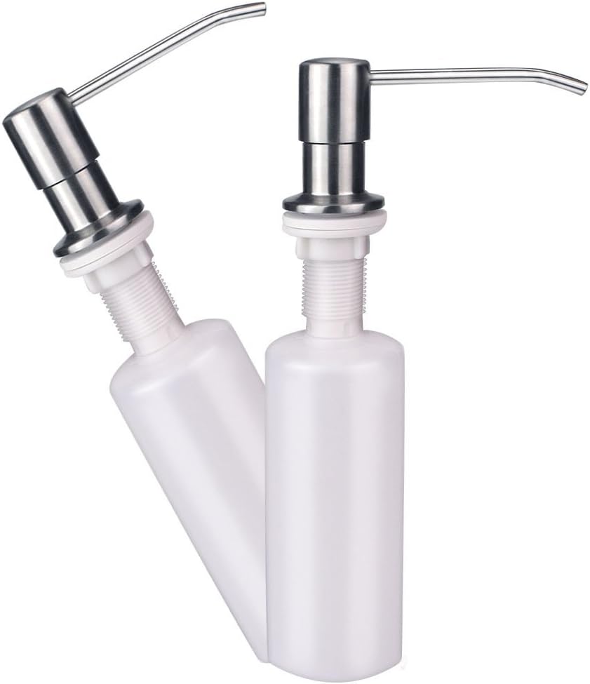 IEBIYO 2-Pack Rust Proof Built-in Pump Kitchen Sink Dish Soap Dispenser Leak-tight Built-in Hand Lotion Soap Dispenser Pump w/ 6.3in Tube, Replacement Soap and Lotion Container for Bathroom or Kitchen