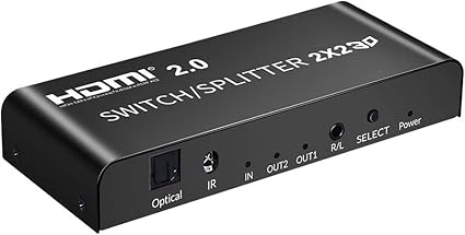 Amazon Joi 多機能 Hdmi 2 0 切替器 Hdmi 分配器 2入力2出力 2x2 2画面同時出力 異なる解像度出力可能 ダウンスケール機能 音声分離 光デジタル 3 5mmステレオミニ音声出力 Uhd4k 60hz Fps Hdcp2 2 Rgb Yuv4 4 4 Deep Color Hdr映像 18gbps 3d Ps4 Pro Xbox One X