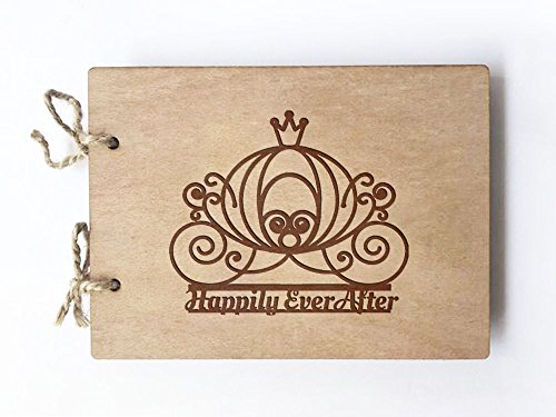 Wedding Guest book (wood) - notebook - Happily Ever After Carriage