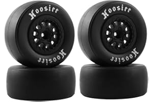 EPINON 12mm Hex Wheels and Tires 1/10 Racing Short Course Truck Slick Tires OD 105mm Rubber Tires for 1/10 TRAXXAS Slash ARRMA Senton LOSI RC Truck Upgrade Parts (4PCS)