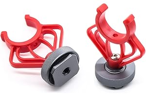 TOSICAM 2PCS On Camera Microphone Shock Mount Holder Bracket Brackets 1/4'' Screw Female Mount for RODE VideoMicro,MM1,VXR10,MCM-1,M80 Mini Cardioid Shotgun Microphone,Aluminium Base
