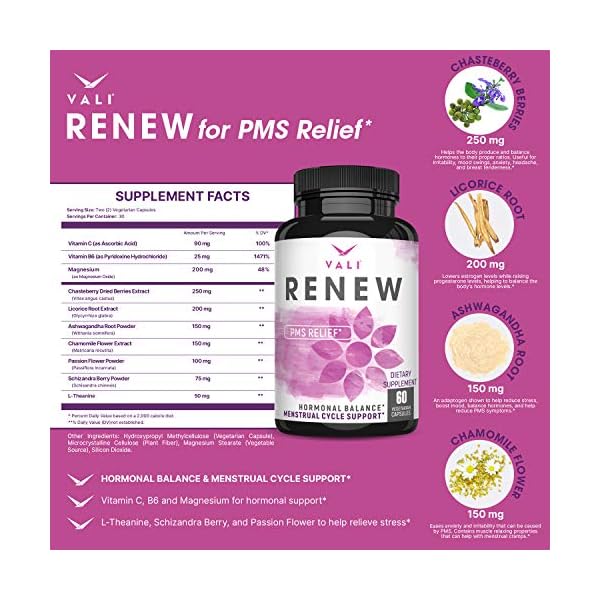 VALI Renew PMS Relief Supplement. Women’s Menstrual Cycle Support