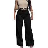 Tbahhir Women High Waisted Work Pants Wide Leg Dress Pants Straight Trousers Casual Business Slacks with Pockets