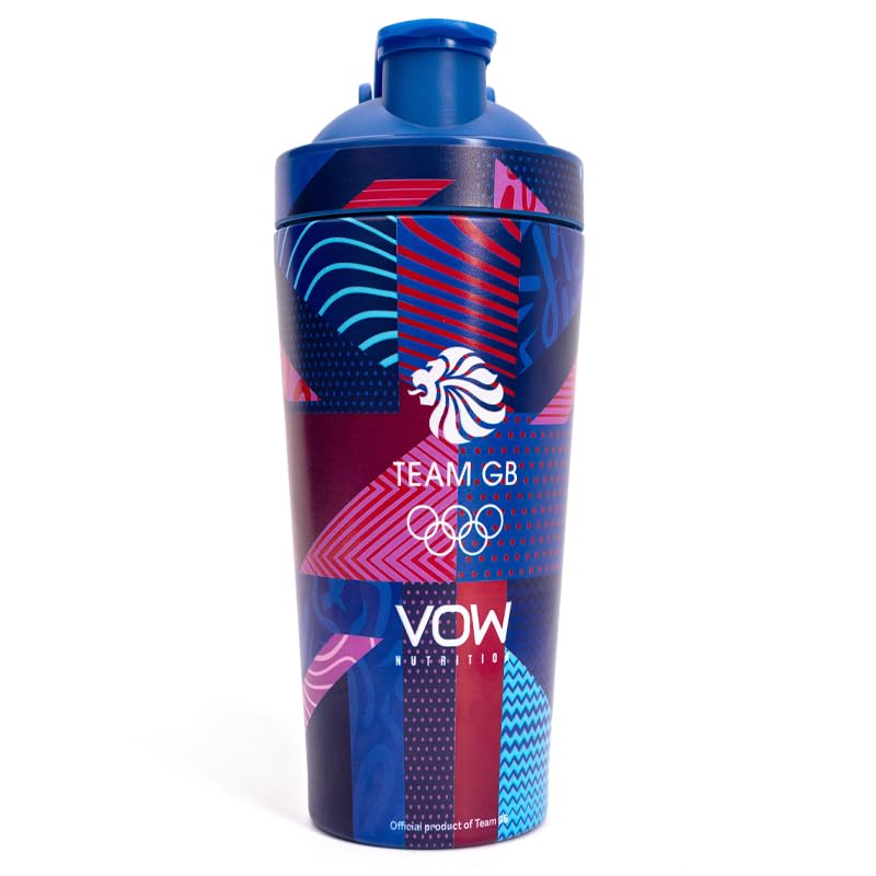 VOW Nutrition Official Team GB Steel Shaker Bottle 740ml for Protein Powders and other Supplements (Multicoloured)
