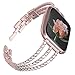 TOYOUTHS Bling Bracelet Compatible with Fitbit Versa Bands for Women Stainless Steel Wristbands Replacement for Versa Lite Special Edition Metal Bangle Strap Accessories Rose Gold