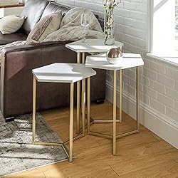 Walker Edison Modern Hexagon Nesting Side End Table