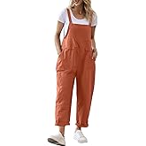 YESNO Women Long Casual Loose Bib Pants Overalls Baggy Rompers Jumpsuits with Pockets PV9