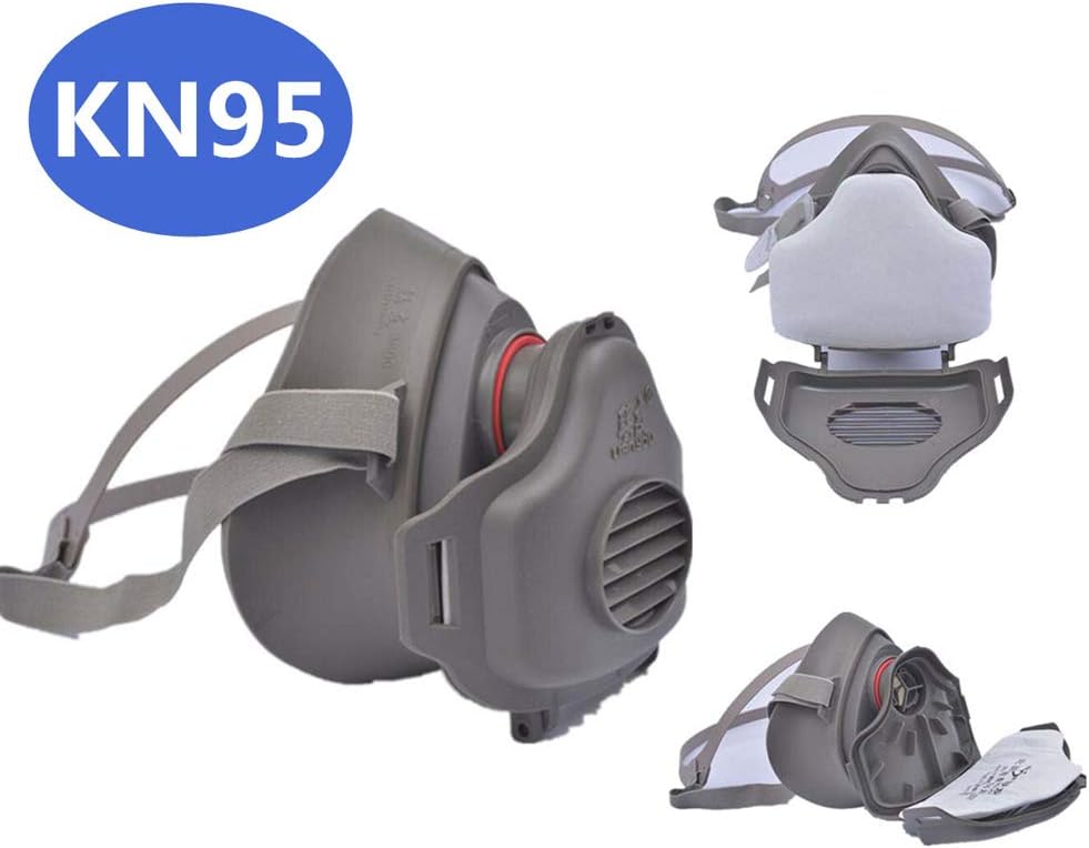 Dust Mask N95 Respirator Mask PM2.5 Anti-Pollution Mask Washable, 1 x Face Mask & 10 x Filter Cotton, Grey