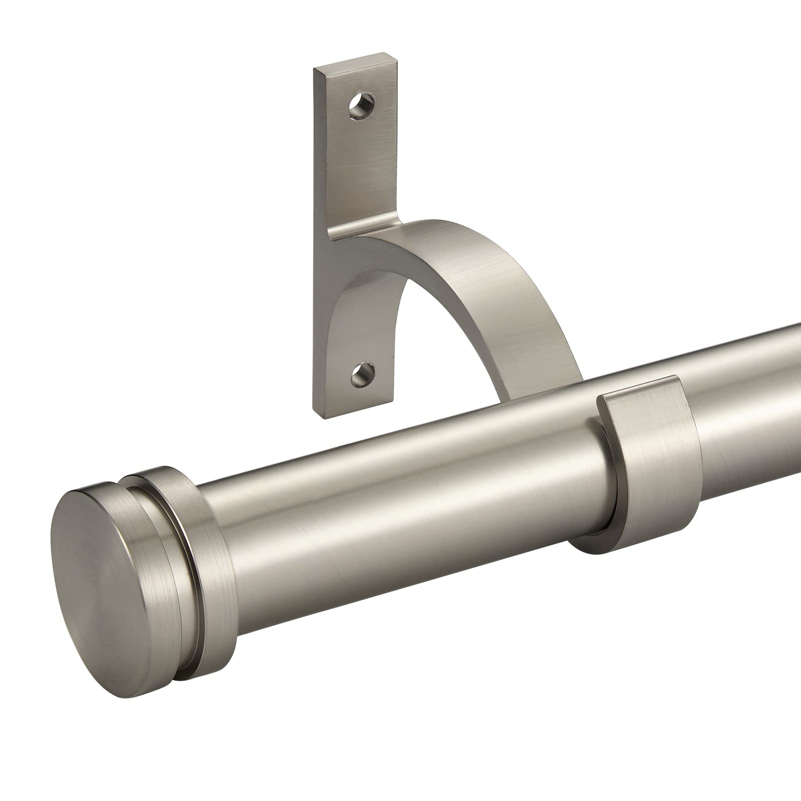 Photo 1 of 1 Inch Diameter Single Curtain Rods for Windows 48 to 84 Inches, Adjustable Drapery Curtain Rod Simple Style, Matte Nickel