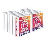 Samsill Economy 3 Ring View Binder, 1.5 Inch Round Ring - Holds 350 Sheets, PVC-Free / Non-Stick Customizable Cover, White, 12 Pack