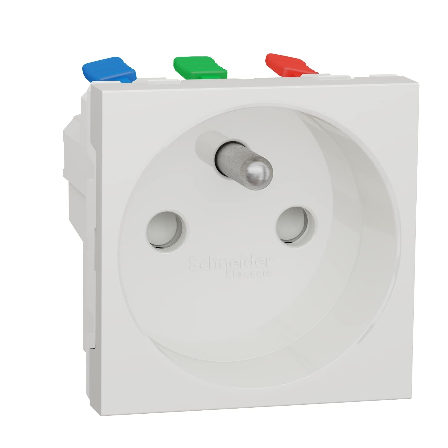 Unica – Socket 2P + T – FR – 90° – Quick Coupling – White – Mecha Only