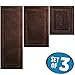 mDesign Microfiber Bath Mat Set - 3 Piece Bathroom Rugs - Non-Slip Floor Mats for After Bath, Shower - Water Absorbent, Machine Washable Bathroom Carpet Rugs - Hydra Collection - Set of 3, Dark Brown