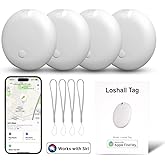 Bluetooth Tracker Tags - 4 Pack for iOS Device, 1-Year Replaceable Battery IP65 Waterproof Tracker Compatible with Apple Find My, Item Finder Smart Tag for Keys, Luggage, Wallet (Only iOS White)