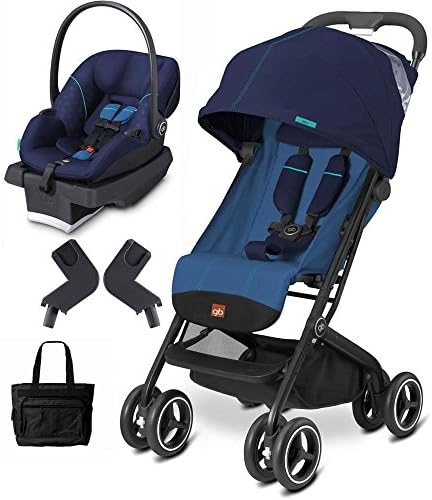 Goodbaby GB QBIT Seaport Blue Asana Infant Car Seat and Stroller Travel System with Diaper Bag