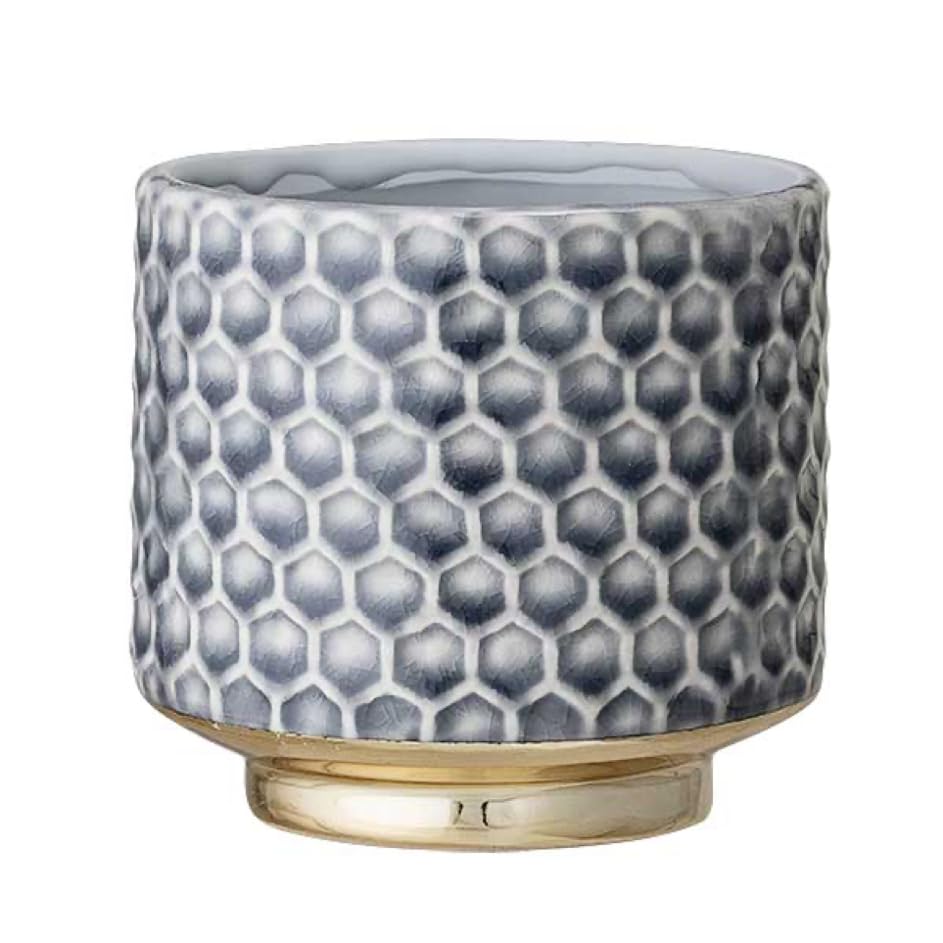 Nordring Ceramic Flower Pot Goldy - colorful Planter, Pot for plants, sukkulents Size S (10 cm ø) Dia 4.125'' H 3.875'', Stoneware, grey