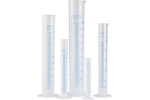 Beavorty 5pcs Measuring Cylinder Set 5 Sizes Graduated Polypropylene Test Tubes in 1000 ml, 500 ml, 250 ml, 100 ml, 50ml for Home Science Experiments Laboratory Supplies
