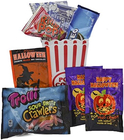 Halloween Movie Night Gift Bundle Care Package - Great for Scary Movie Marathon, Included Popcorn, Candy, and Hot Cocoa (Halloween Movie Night)