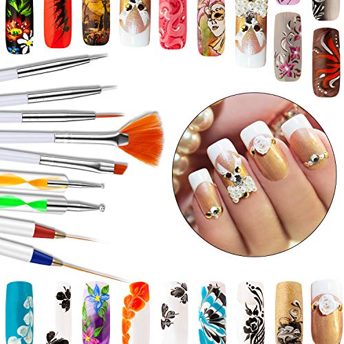23 Pieces Nail Art Pens Kit Nail Art Painting Polish Design Tools Set, Includes 15 Pieces Nail Gel Brushes, 5 Pieces Nail Dotting Pens, 3 Pieces Drawing Pens - Thumbnail 6