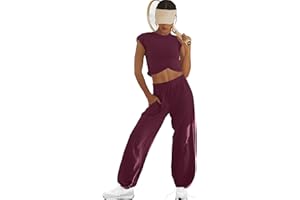 LAMISSCHE Womens Loungewear Set 2 Piece Outfits Sets Cropped Tops and Wide Leg Pants with Pockets Tracksuit