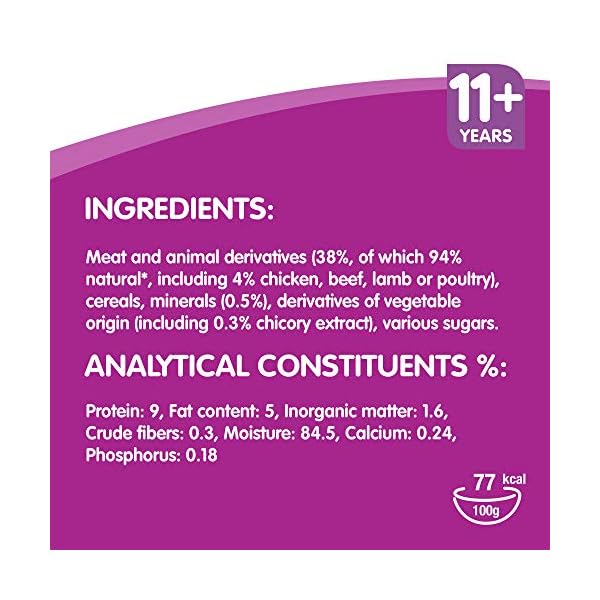Whiskas-11-Wet-Food-for-Senior-Cats-Meaty-Selection-in-Gravy-12-x-100-g Whiskas wet pouches, delicious and tasty meaty selection in gravy, suitable for senior cats aged 11+, (12 Pouches x 100…