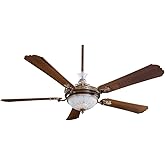 Minka-Aire F900-BCW Downrod Mount, 5 White Blades Ceiling fan with 95 watts light, Belcaro Walnut