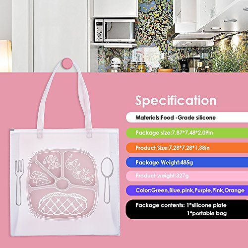 TTLIFE Baby Place-mats Silicone Plates for Toddlers,Kids,Non-Skid Suction Bottom,Baby Trays for Eating, Feeding Tray, BPA Free,Dishwasher Safe + A Portable Bag - Pink - Thumbnail 4
