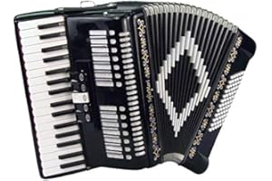 SofiaMari SM3472 Accordion Package: 34 Key, 72 Bass, Piano Accordion, Trolly Case and Leather Straps (Gloss Black)
