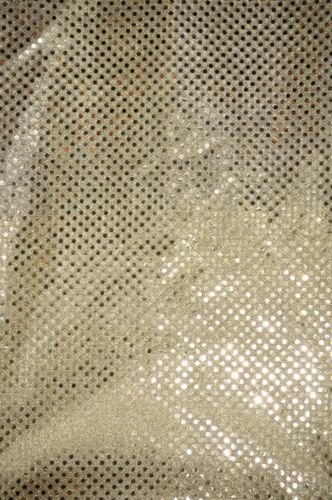CONFETTI SEQUIN DISCO DOT KNIT PLATINUM FABRIC 3MM POLKA DOT PAGEANT DANCE CHEER (LIGHT GOLD)