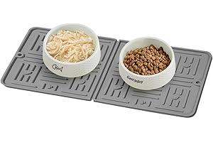 Gentledog Waterproof Dog Food Mat, Anti-Slip Raised Edge Silicone Pet Placemat, Cat Food Mat for Prevent Food and Water Overflow, Foldable Pet Feeding Mat for Cats and Puppy(Grey)