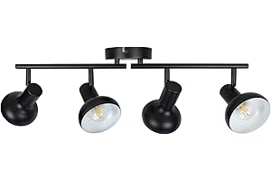 HiBay 4-Light Track Lighting Fixtures Ceiling, Farmhouse Track Spot Light Black, Directional Spotlight Indoor for Kitchen Living Room Bedroom, E12 Base (Bulbs Not Included)