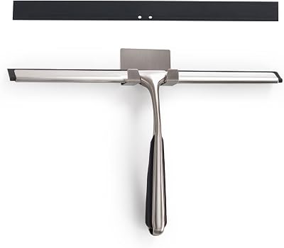 Ettori Shower Squeegee 12 in Brushed Nickel Stainless Steel Wall Hook