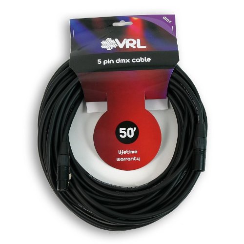 Elite Core VRL 5-Pin DMX 50  ft Pro-Lighting Shielded Cables | LED-Data | Low Capacitance | VRLDMX5P50