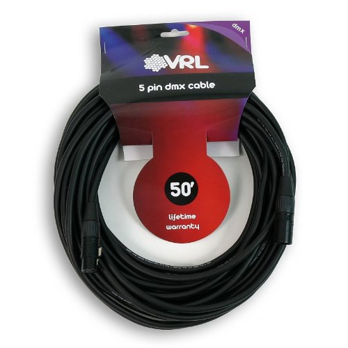 Elite Core VRL 5-Pin DMX 50' ft Pro-Lighting Shielded Cables | LED-Data | Low Capacitance | VRLDMX5P50