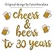 Cheers & Beers to 30 Years Gold Glitter Banner for 30th Birthday Wedding Anniversary Party Decorations Pre Strung & Ready To Hang