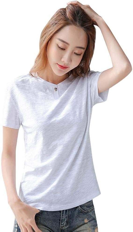 Amazon Aculldo ゆったり Uネック 重ね着風 Tシャツ カットソー 柔らかい 無地 レディース 大きいサイズ 春 夏 大きいサイズ 綿 Tシャツ カットソー 通販