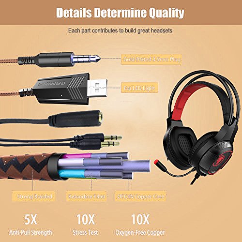 Profession Stereo Gaming Headset - KSHOP Surround Sound Gaming Headphone for PS4, Xbox One Nintendo Switch (Audio) PC,with LED Light Noise-canceling Microphone Soft Memory Earmuffs for Laptop