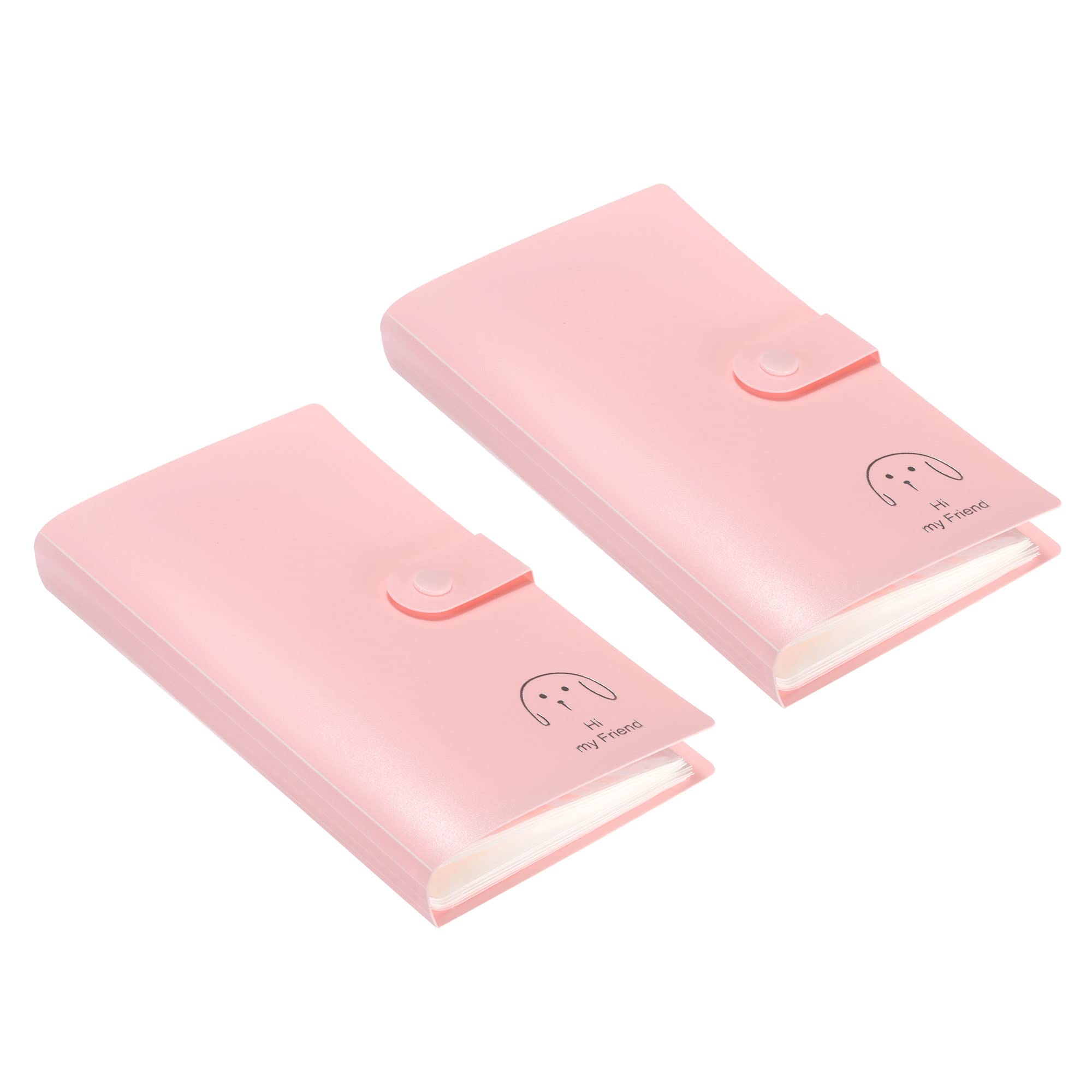PATIKIL Business Card Holder, 2 Pack Plastic Portable Cards Binder Book Name Cards Organizer for Women Men, Pink