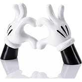FelyHos Black White Resin Cartoon Heart Hand Figurine Minimalist Home Decor | Office Desk Decor, Bedroom Shelf Ornament, Living Room Table Accent, Entryway Display, Valentine Wedding Birthday Gift