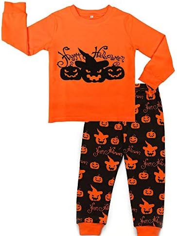 Toddler Boys Girls Long Sleeve Pajamas Set 100% Cotton Halloween Sleepwear Toddler T-Shirt & Pants Pjs Sets 2-6T