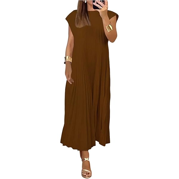 Casual Vacation Lantern Sleeve Slit Dress Maxi Women Maxi Dress Brown at  Amazon Women's Clothing store