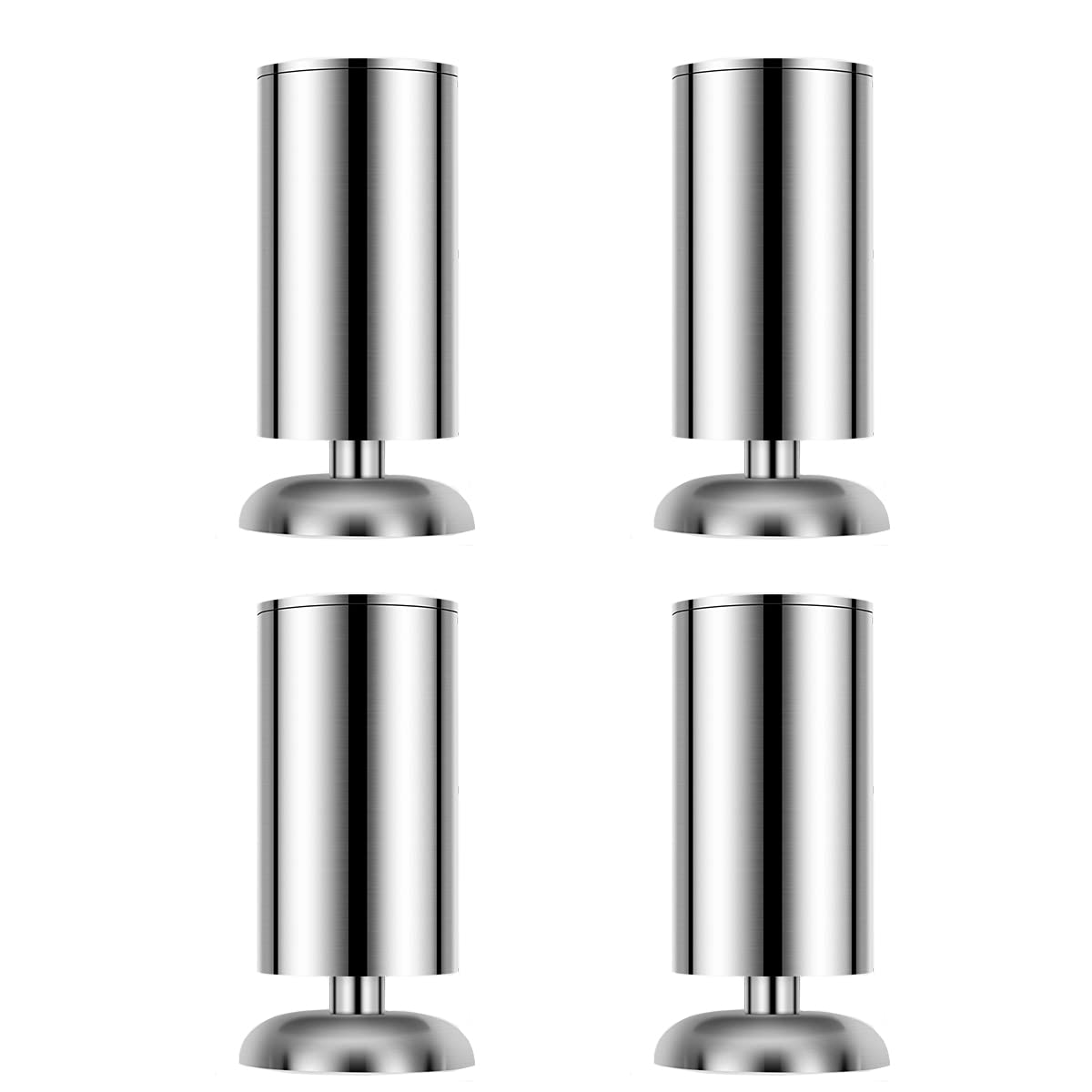 Qrity 4x Stainless Steel Furniture Legs, 50 x 80mm Replacement Feet for Cabinet Table Chair with Rubber Mat, Modern Style