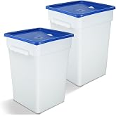 Roshtia 2 Pcs 22 Qt with Lid Commercial Large Food Storage Container with Lids Airtight Plastic Brining Bucket with Lid Square Polycarbonate Container for Kitchen Sugar Coffee Food Prep(Blue)