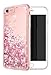 WORLDMOM iPhone SE 2022/2020 Case - Liquid Glitter Waterfall Clear TPU Protective Case - Rose Gold