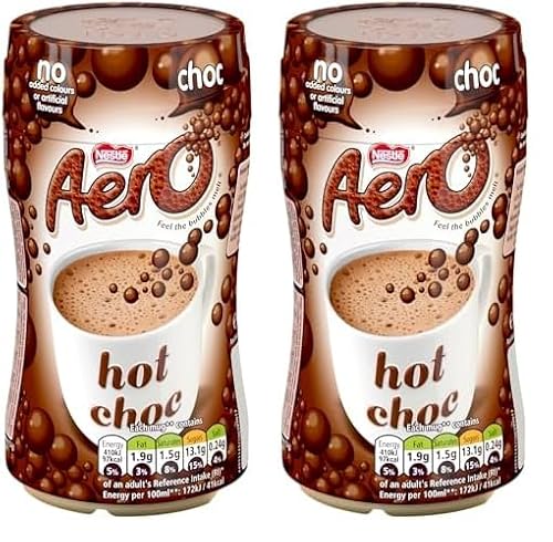 Aero Instant Low Fat Hot Chocolate, No Artificial Flavours, Vegetarian 288g Jar (Pack of 2)