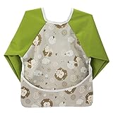 Hi Sprout Unisex Infant Toddler Baby Super Waterproof Sleeved Bib, Reusable Bib with Sleeves& Pocket, Multi Patterns, 6-24 Months (Adorable Hedgehog)