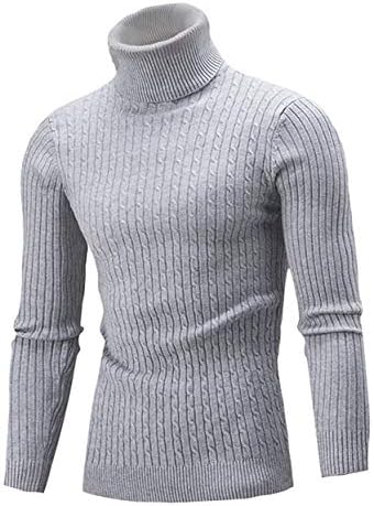 Cameinic Men's Casual Slim Fit Turtleneck Pullover Sweaters with Twist Patterned