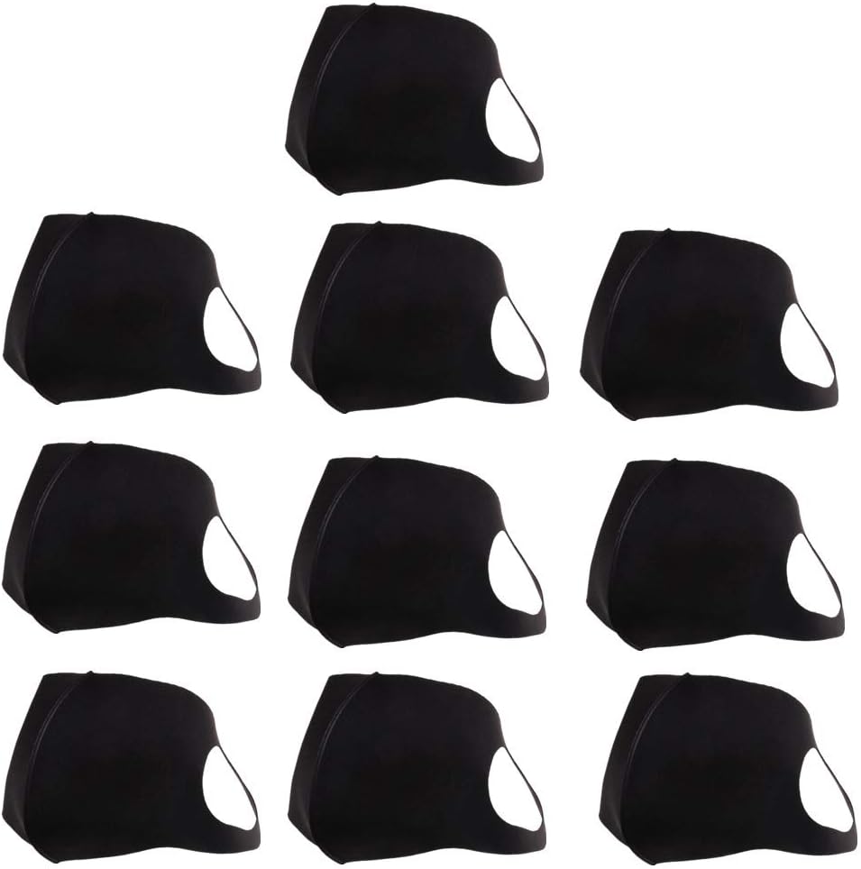 Aliyaduo 10 Pcs Black Mouth Mask for Unisex Man and Woman Cotton Anti Dust Face Mask - 13 x 26 cm