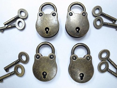 (Lot of 4) Old Vintage Antique Style Classic Mini Padlocks With Keys